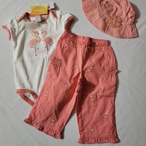 Gymboree Vintage Tropical Oasis NWT 12-18 month Bodysuit Pants & Hat set. Z27
